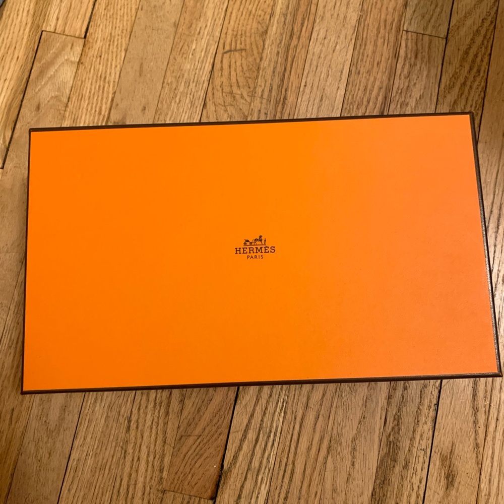 Hermes shoe box with ribbon